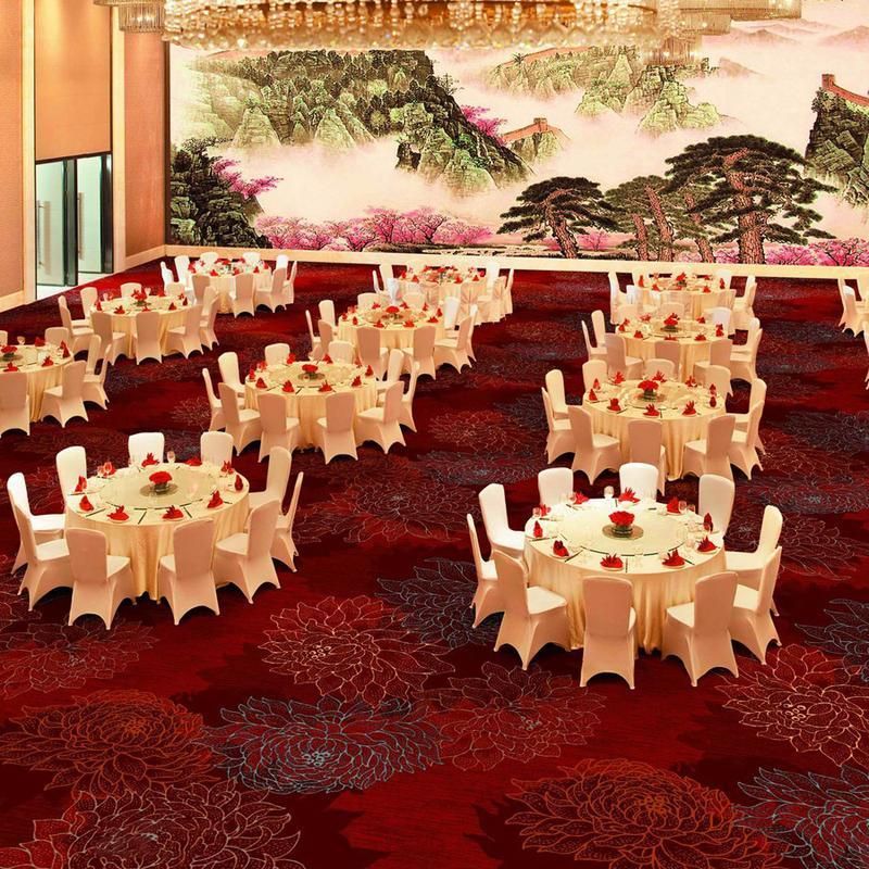 Luxury Red Wool Casino Carpet - Machine Woven