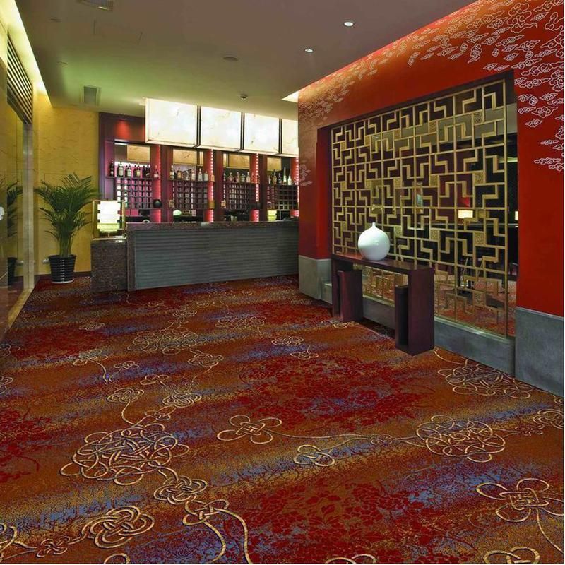 Luxury Red Wool Casino Carpet - Machine Woven